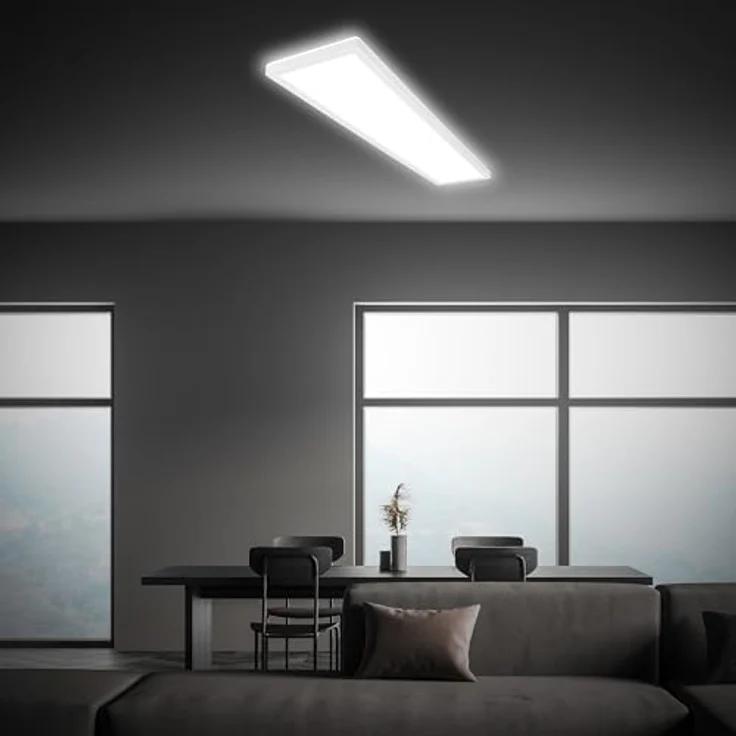 BRILONER LED Deckenlampe 98cm, flach, neutralweißes Licht, 4800 Lumen, Wohnzimmerlampe, 98x20x3 cm, Weiß – Bild 3