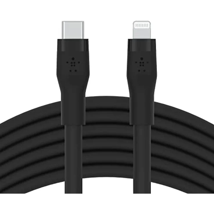 Belkin BOOST CHARGE Flex USB-C auf Lightning Kabel, 3m, 15W, schwarze Silikonschicht, knick- und verhedderungsfrei – Bild 1