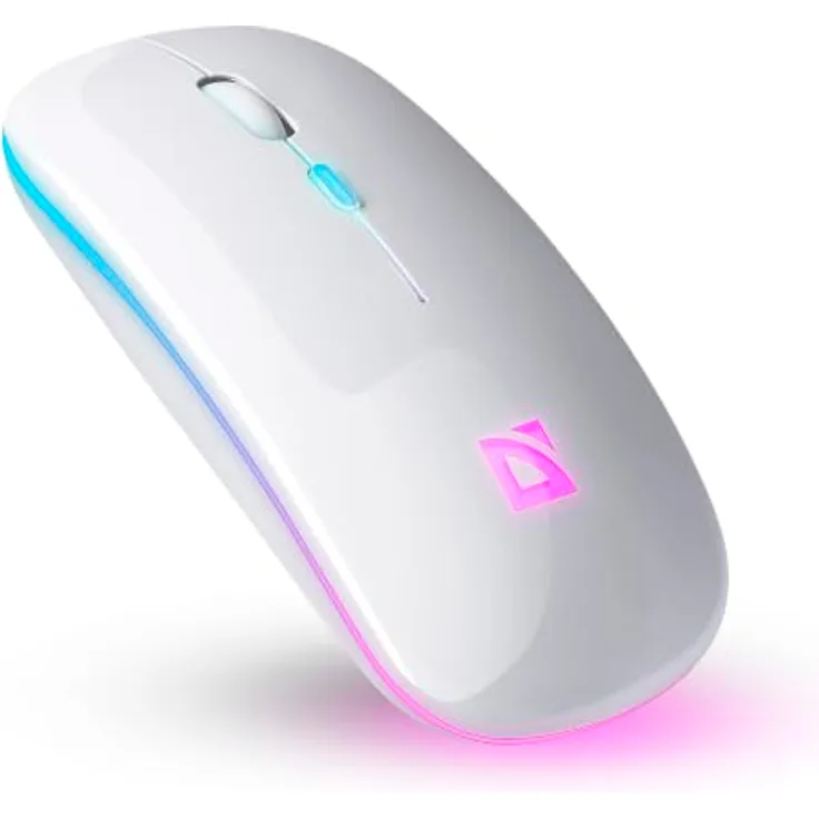 Defender Touch MM-997, Wiederaufladbare Bluetooth & 2,4 GHz Maus mit Silent Click, 1600 DPI, Ultra Slim Design, Weiß