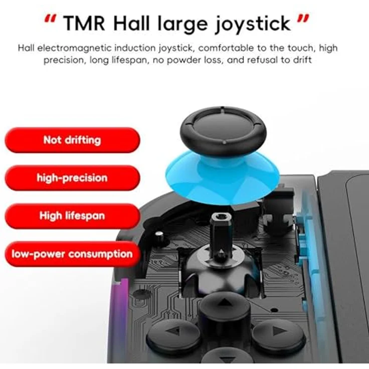 Wigento Split Controller für Nintendo Switch, Hall Joysticks mit 6-Achsen-Bewegungssensor und RGB Schwarz – Bild 2