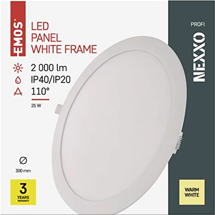EMOS LED Panel 18 W, runde 1500 lm Einbauleuchte in Weiß, extra flach, warmweiß 3000 K – Bild 2
