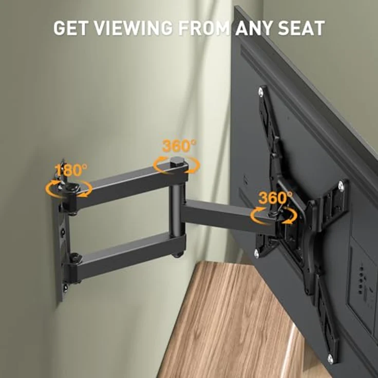 Perlegear TV Wandhalterung Schwenkbar Neigbar - Ausziehbar TV Halterung Curved 4K LED LCD OLED Flachbildfernseher, TV Wandhalter 58-140cm 23-55 Zoll TV, VESA 75x75mm-400x400mm, 1.8m HDMI Kabel, Schwarz – Bild 2
