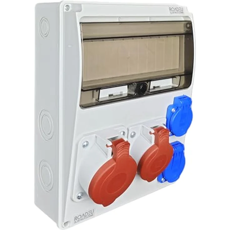 RoadEu Wandverteiler Stromverteiler. CEE Steckdose 16A und 32A mit 2x Schuko 230V. Innen- und Außenbereich. Komplett verdrahtet. IP44 Wasserdicht. – Bild 3