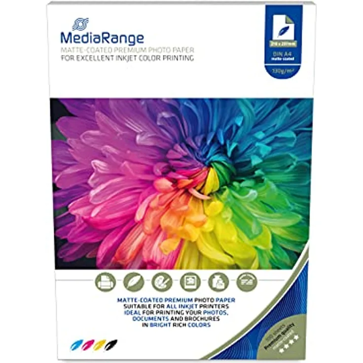 Fotopapier MEDIARANGE, DIN A4, 130 g/m², matt