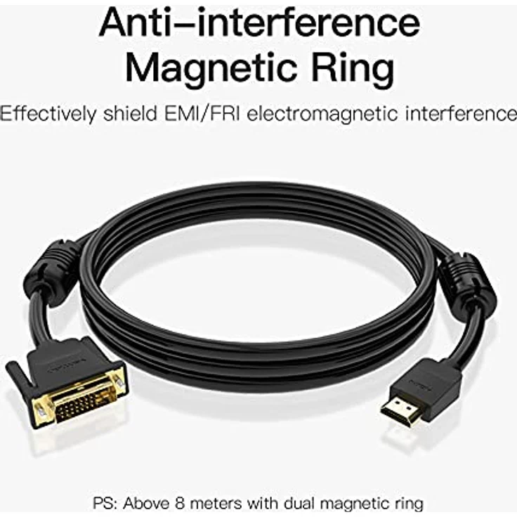 VENTION HDMI auf DVI Kabel, bidirektional DVI D 24+1 auf HDMI, 1080P, High Speed Adapterkabel, unterstützt 3D Full HD, für Raspberry Pi, Roku, Xbox One, Laptop, 5m – Bild 3
