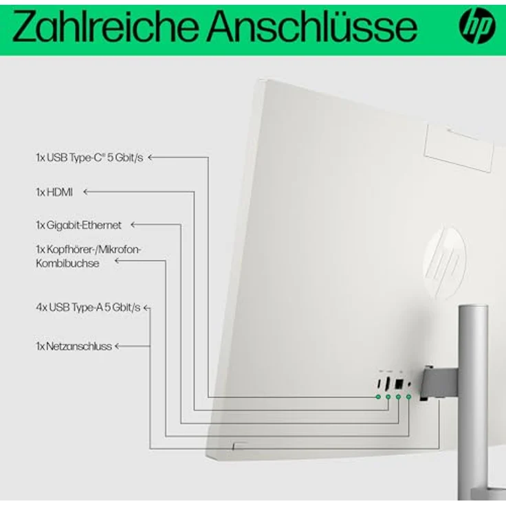 HP All-in-One PC | 23,8" FHD-Display | Intel Core i5-1335U | 8 GB DDR4 RAM | 512 GB SSD | Intel Iris Xe-Grafikkarte | Windows 11 Home | Weiß – Bild 5