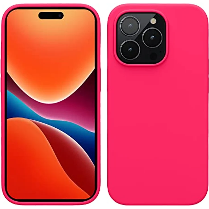 kwmobile Handyhülle für iPhone 14 Pro, Silikon Schutzhülle in Neon Pink, stoßfest und kabelloses Laden unterstützend – Bild 1