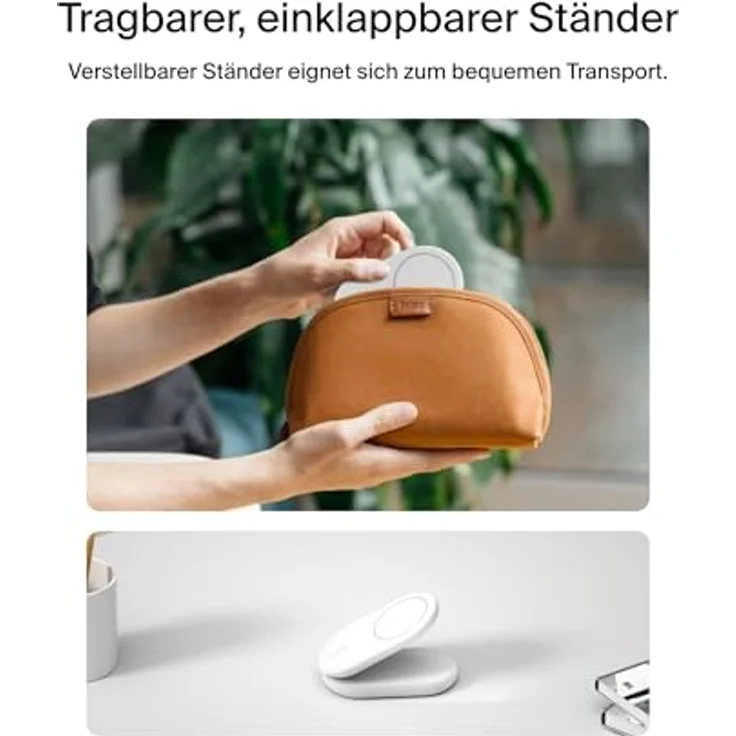 Belkin BoostCharge 2-in-1 magnetisches einklappbares Ladegerät Qi2, MagSafe-kompatibles 15 W, Schnellladegerät für Apple iPhone 16/15/14/13/12, induktive Ladestation, inklusive Netzteil - Weiß – Bild 4