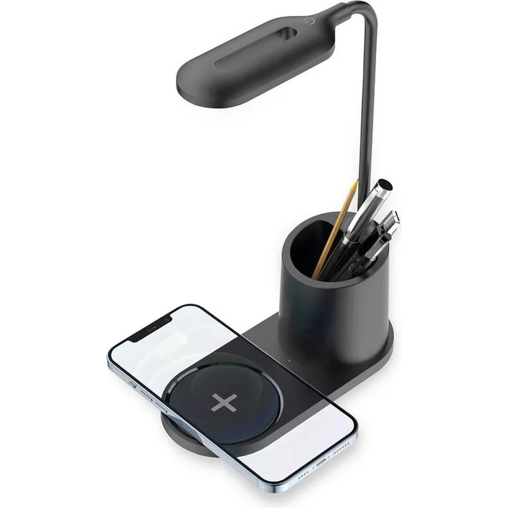 fontastic Schreibtischlampe mit Induktivlader schwarz Induktions-Ladegerät (für alle Geräte mit Induktionslade Möglichkeit)