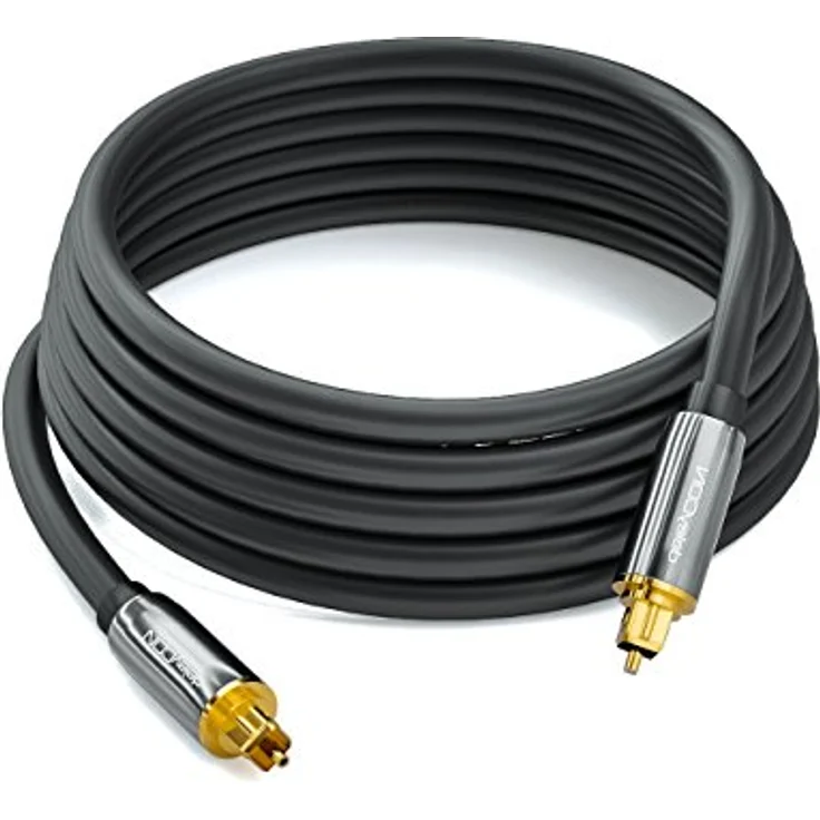 deleyCON Optisches Digital Audio Kabel - S/PDIF - 2x Toslink Stecker 1m - LWL Lichtwellenleiter Kabel - Metallstecker - 5mm - flexibel - Schwarz – Bild 3