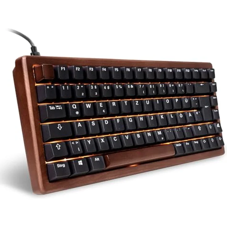 Sharkoon SKILLER SGK50 S3 Wood PBT, Gaming-Tastatur mit 75%-Layout, Gateron G Pro 3.0 Yellow Switches, RGB-Beleuchtung, Holzoptik, Schwarz – Bild 1