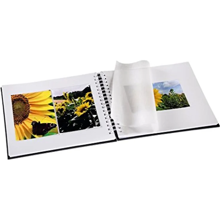 Hama Fotoalbum, 28 x 24 cm, 50 weiße Seiten, 25 Blatt, mit Ausschnitt für Bildeinschub, Fotobuch grau – Bild 5