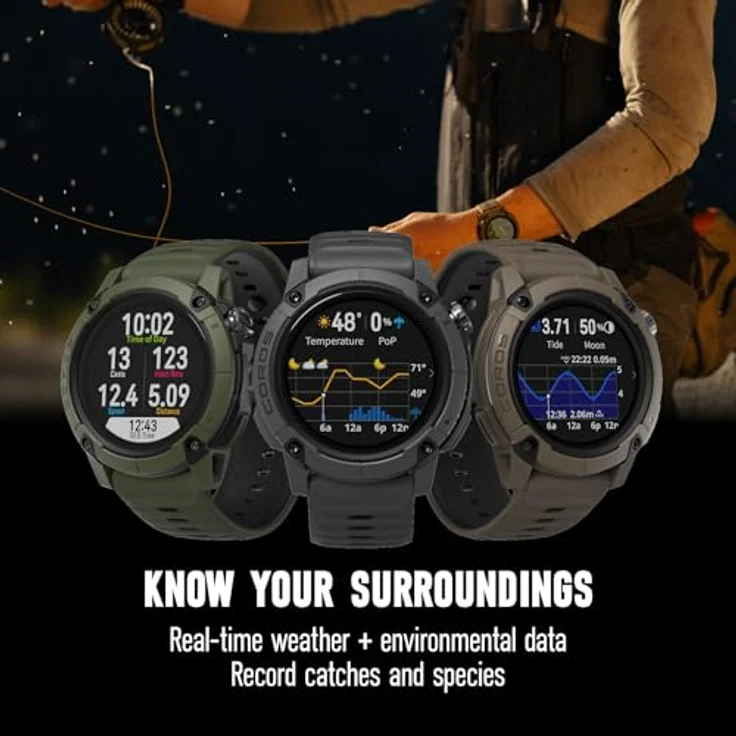 COROS Nomad Robuste Outdoor GPS-Sportuhr, 1,3-Zoll-MIP-Display, 22 Tage Akkulaufzeit, vorinstallierte globale Karten, Mikrofon zur Sprachnotizaufnahme, ideal für Angeln – Bild 5