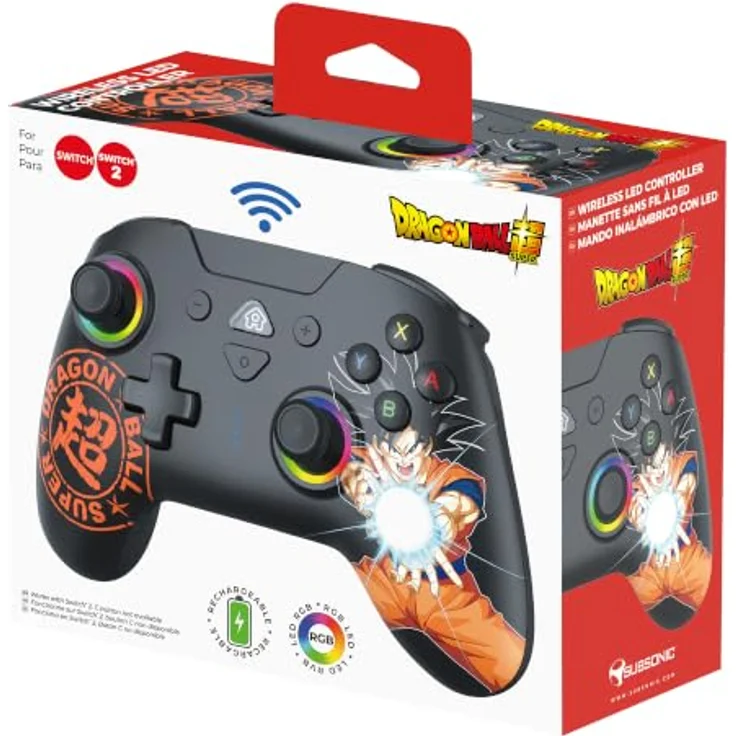 Subsonic Goku - Black - Wireless Controller für Nintendo Switch 2 mit LED-beleuchteten Joysticks, programmierbaren Rücktasten und 600 mAh Akku. – Bild 8
