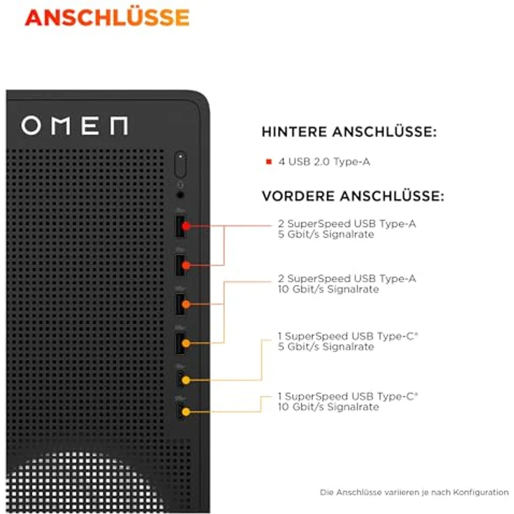 HP OMEN by HP 16L TG03-0154ng, Gaming Desktop-PC mit AMD Ryzen 5 8400F, 16 GB DDR5 RAM, 1 TB SSD, AMD Radeon RX 9060 XT, schwarz – Bild 3