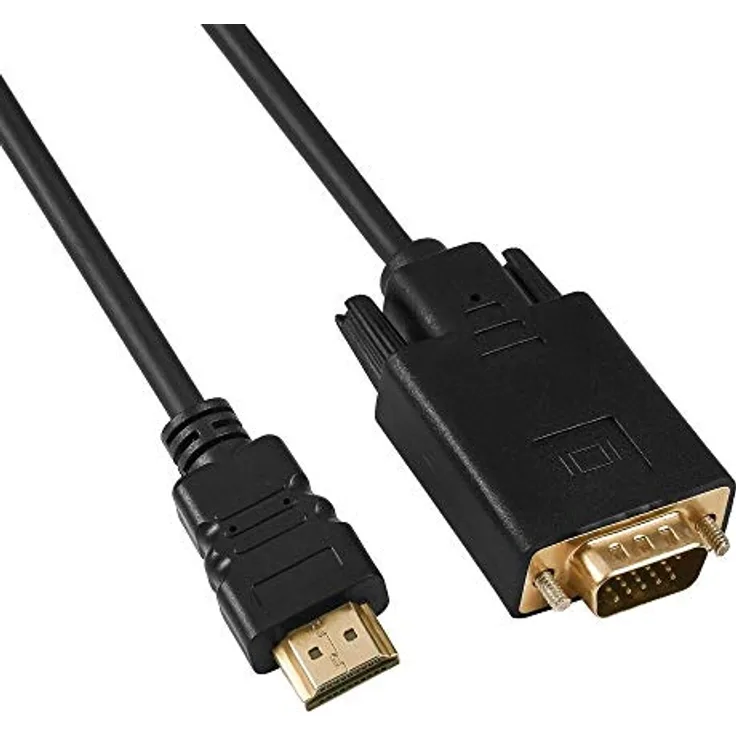 PremiumCord HDMI zu VGA Kabel mit Konverter, Auflösung Full HD 1080p 60Hz, vergoldete Anschlüsse, Farbe schwarz, Kabellänge 2m