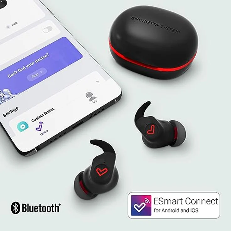 Energy Sistem Earphones True Wireless Freestyle, Kabellose Kopfhörer mit integriertem Mikrofon, Schwarz/Rot – Bild 5