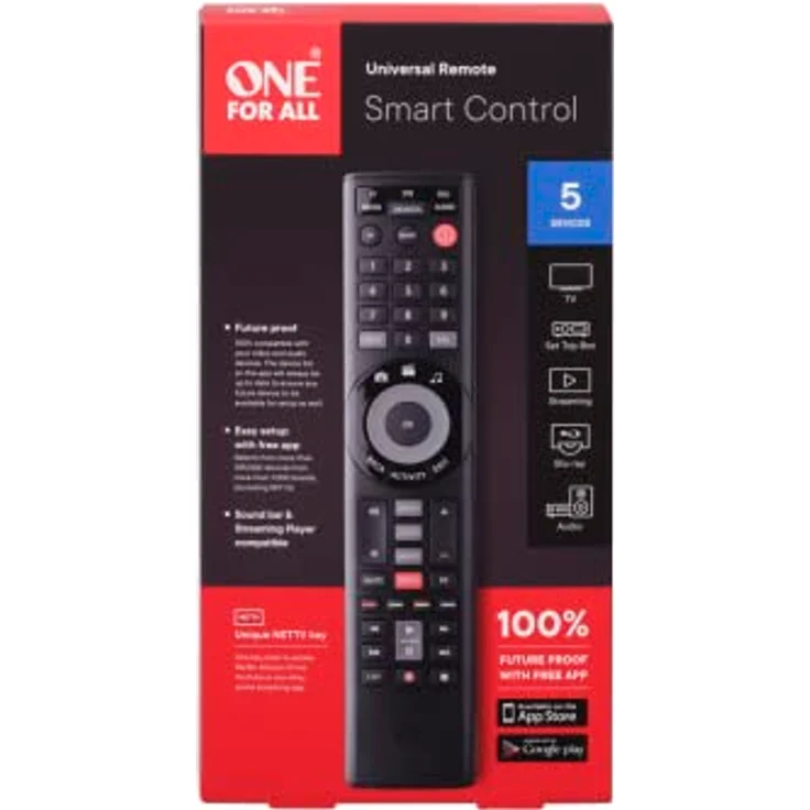 One For All Smart Control 5 Universal Fernbedienung - Steuerung von 5 Endgeräten - Funktioniert rt mit allen Herstellermarken – er App zur Einrichtung - Optimiert für Smart TV URC7955 - Preisvergleich – Bild 4