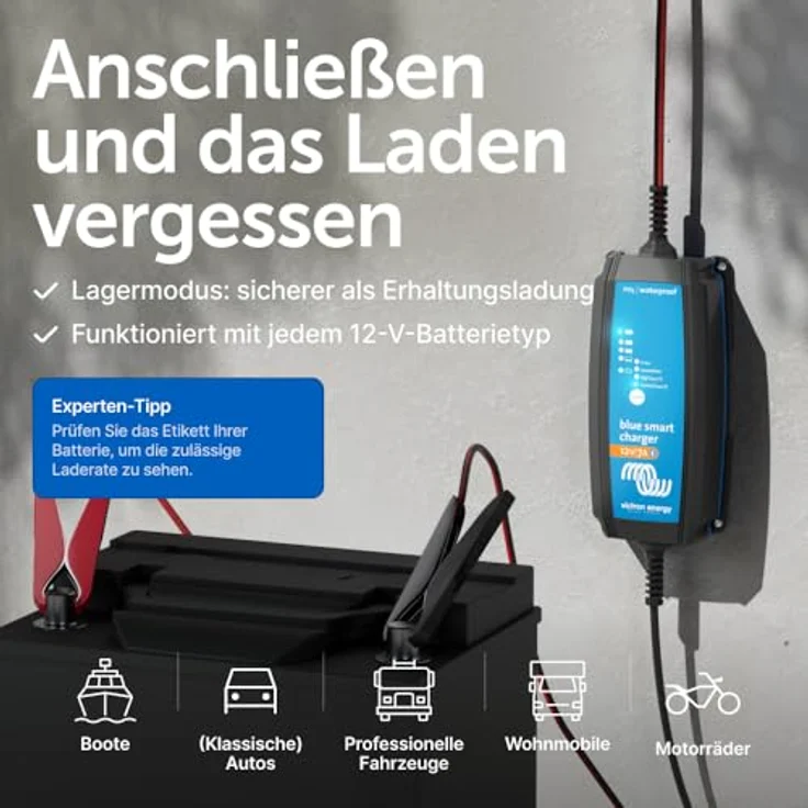 Victron Energy Blue Smart IP65 Bleiakku-Ladegerät, 7A mit Bluetooth Smart und adaptivem Batterie-Management, wasserdicht – Bild 4