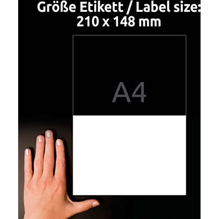 AVERY Zweckform 3655-200 Universal Etiketten (400 plus 40 Klebeetiketten extra, 210x148mm auf A4, bedruckbare Versandetiketten, selbstklebende Versandaufkleber mit ultragrip, DHL) 220 Blatt, weiß – Bild 4
