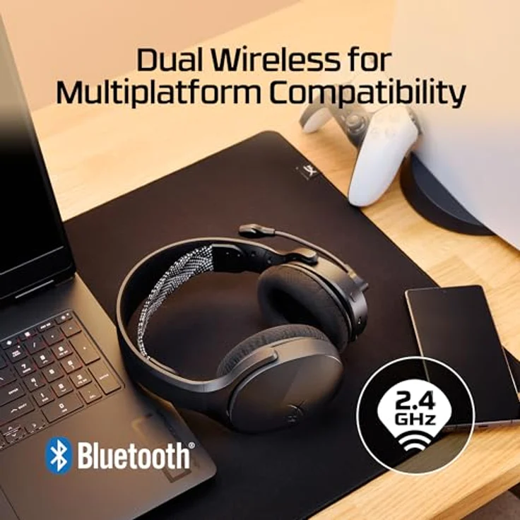 HyperX Cloud Jet, Dual Wireless Gaming Headset mit 2.4GHz & Bluetooth, 40mm Treibern, 25 Stunden Akkulaufzeit, Swivel-to-Mute Mikrofon, leichtes Design, blau – Bild 2