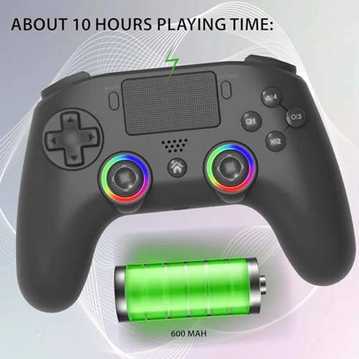 Subsonic Wireless Controller PS5/PS5 SLIM, Gaming Controller mit LED-Beleuchtung, programmierbaren Tasten, schwarz – Bild 2