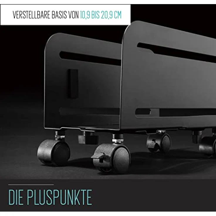 Ewent EW1291 Desktop-Computer-Ständer, PC-Ständer mit Rädern, schützt vor Staub und Schmutz – für Zuhause und Büro, verstellbare Basis mit 4 drehbaren Rädern, schwarz – Bild 4