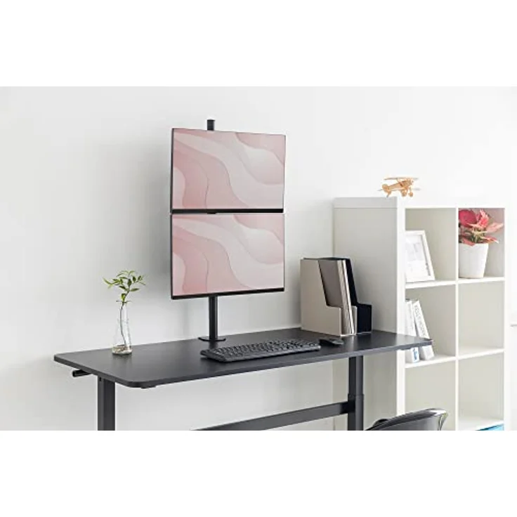 Digitus Monitor-Halterung Universal Dual Monitorhalter, Vertikal für 2 Monitore bis 32 Zoll, schwenkbar und neigbar, Tischklemme und Durchführungs-Stange inklusive – Bild 3