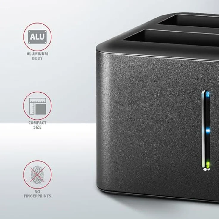 Axagon ADSA-D25 SuperSpeed USB DUAL 2.5" SSD/HDD Mini Dock, Aluminium, unterstützt 2x 2.5" SATA II/III, eigenständige Klonfunktion, Schwarz – Bild 5