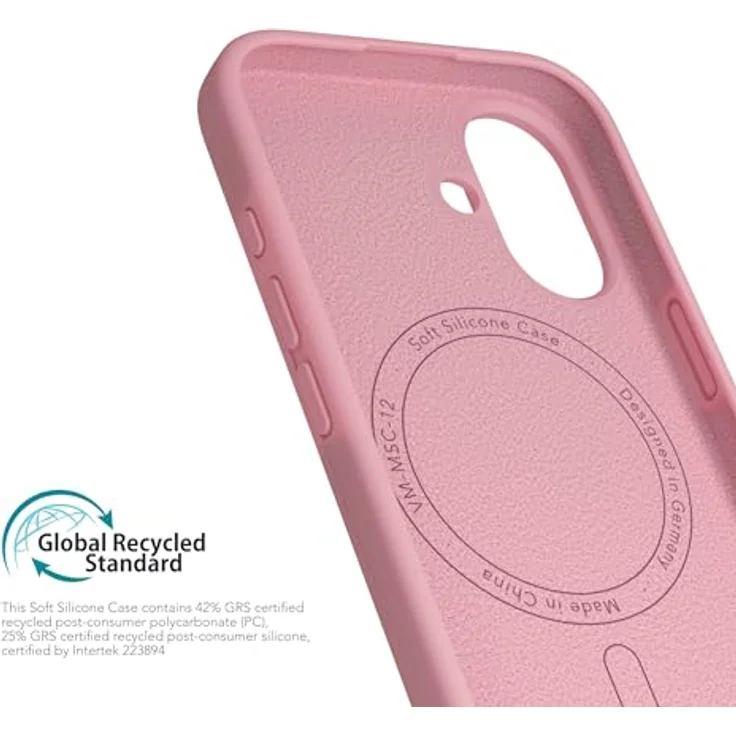 VONMÄHLEN Weiche Silikonhülle für iPhone, aus 69% recycelten Materialien, kompatibel mit Mag-Safe, Mikrofaserfutter und Kamera-Displayschutz – Bild 4