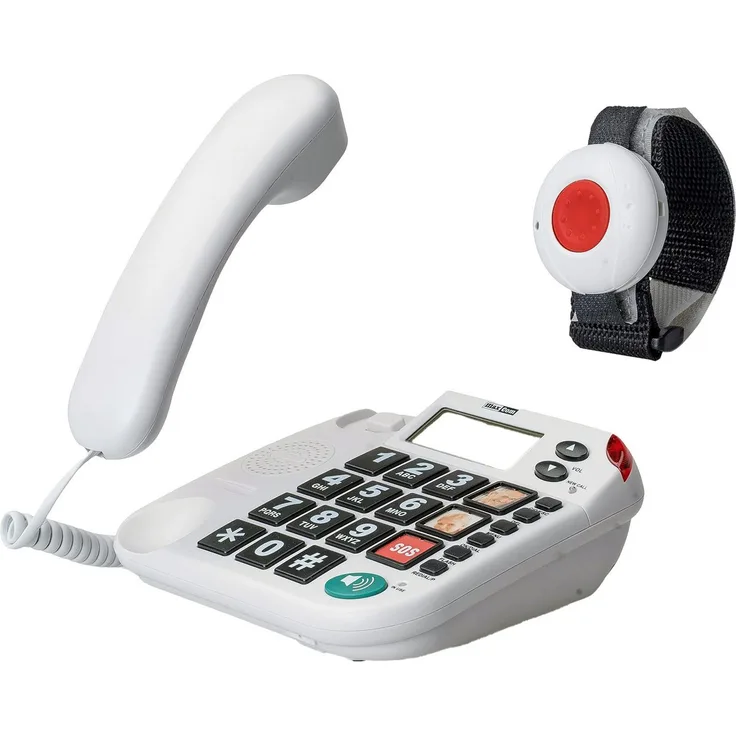 Maxcom Maxom KXT SOS Seniorentelefon, Notruftelefon mit SOS-Taste und Freisprechmodus, weiß