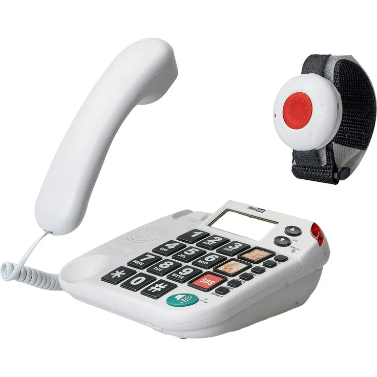 Maxcom Maxom KXT SOS Seniorentelefon, Notruftelefon mit SOS-Taste und Freisprechmodus, weiß