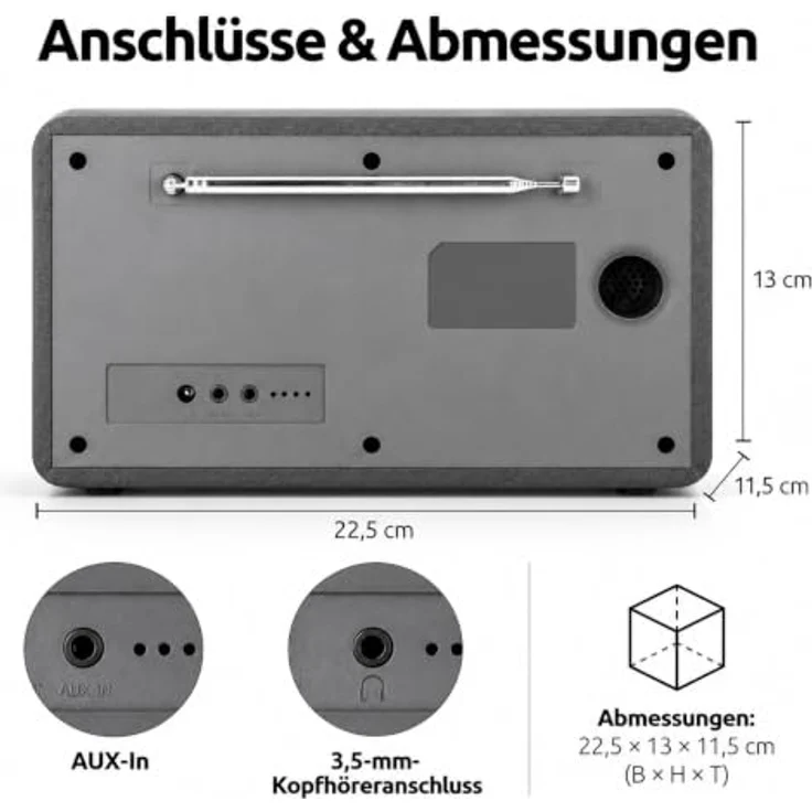 TechniSat Digitalradio Viola 305 Ir, DAB+ und UKW mit Internetradio, Bluetooth, dimmbarem TFT-Farbdisplay und Wecker, schwarz – Bild 6