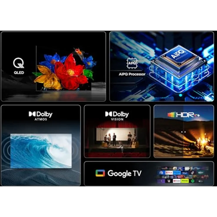 TCL 43T69C, 43 Zoll QLED Direct LED TV, 4K HDR Smart Google TV mit Dolby Vision & Atmos, Game Master, Motion Clarity, kompatibel mit Google Assistant & Alexa – Bild 4