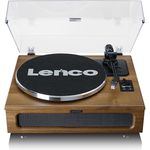 Lenco LS-410 Plattenspieler - Bluetooth Plattenspieler - integrierte Lautsprecher 40 Watt RMS - Riemenantrieb - Vorverstärker - RCA Out und AUX-In - Holz LS-410WA Braun