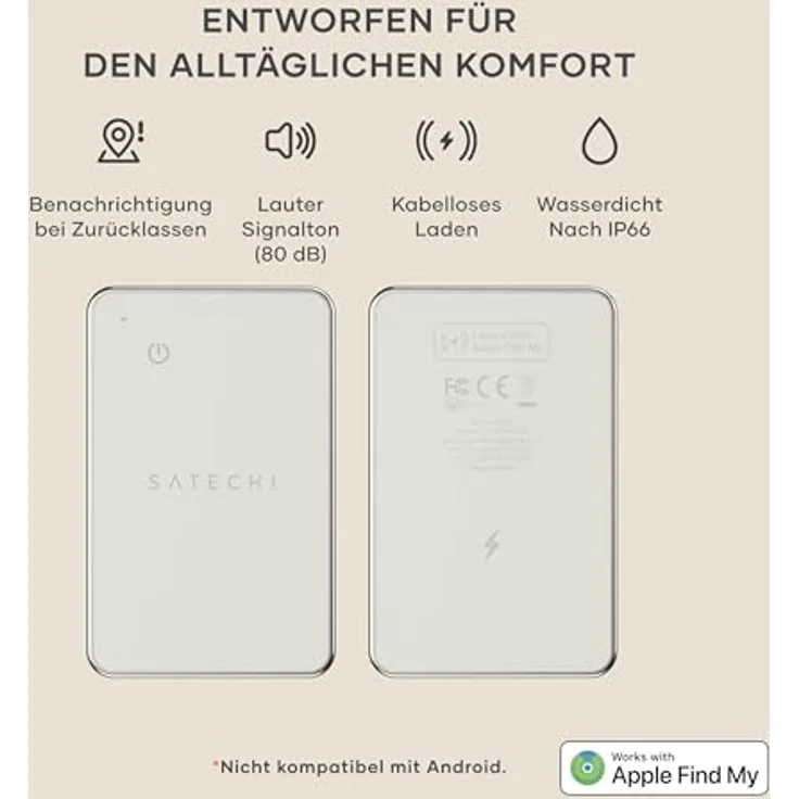 Satechi FindAll Portemonnaie Karte, Schlüsselfinder mit Apple Find My-Technologie, wasserfest, Beige – Bild 2
