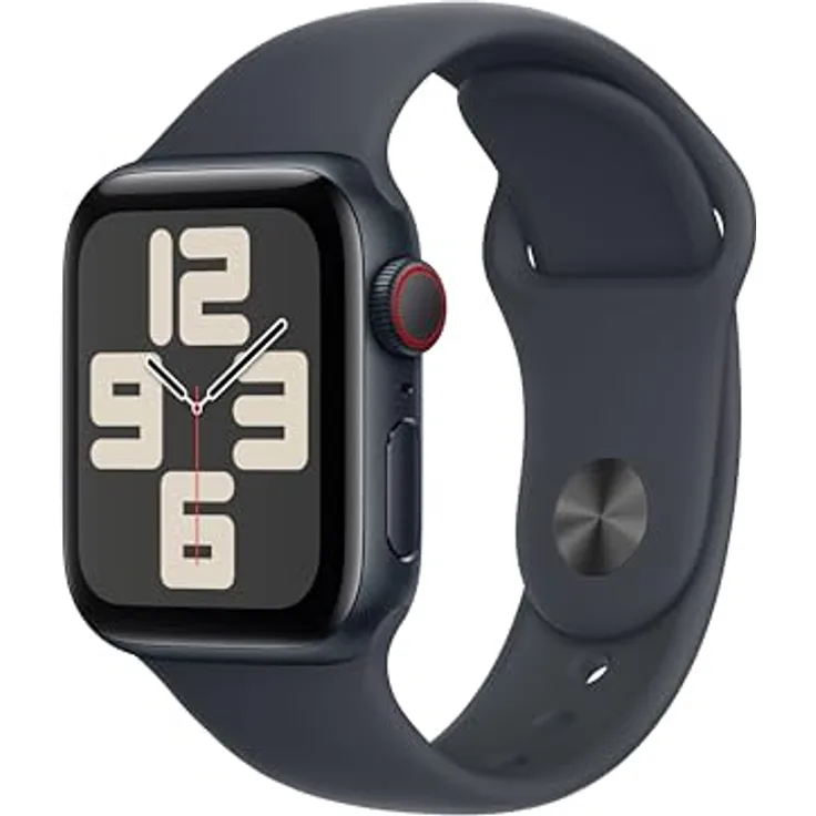 Apple Watch SE (2. Generation) GPS + Cellular 40 mm Smartwatch mit Aluminiumgehäuse in Mitternacht und Sportarmband in Mitternacht (S/M) - Fitness und Schlaftracker, Unfallerkennung, Retina Display