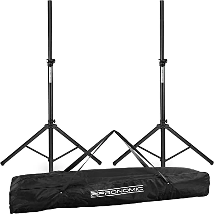 Pronomic 2x SPS-1S Boxenstativ aus Stahl - Extra breite Dreibein-Konstruktion - Höhe 120-193 cm - Schwarz - Inkl. Tasche – Bild 1