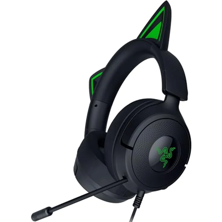 Razer Kraken Kitty V3 X, Kabelgebundenes Gaming-Headset mit kultigen Kitty-Ohren, HyperClear Kardioid Mikrofon, Triforce 40mm Treiber, 3,5mm Klinkenstecker, Schwarz, 270g leicht – Bild 1