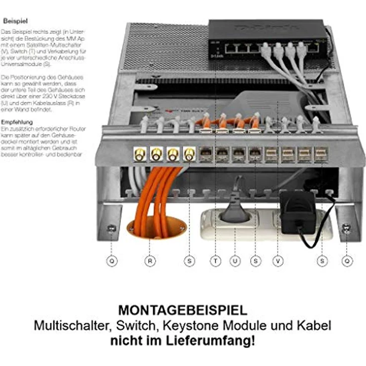 Rutenbeck MM Ap Netzwerk-Patchpanel, Multimedia-Verteiler für bis zu 15 Universalmodulen, vollgeschirmte Metallausführung, Wandmontage – Bild 3