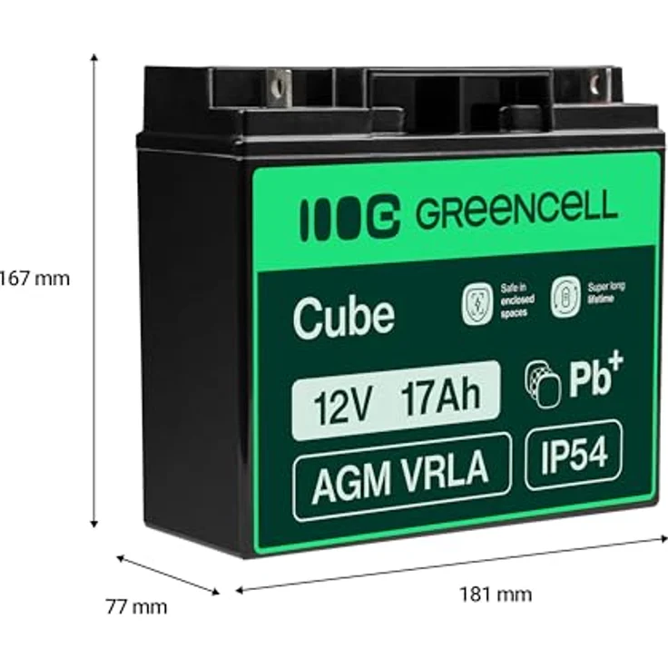 Green Cell AGM51 AGM 12V/17Ah VRLA AGM, Bleisäurebatterie in Schwarz – Bild 2
