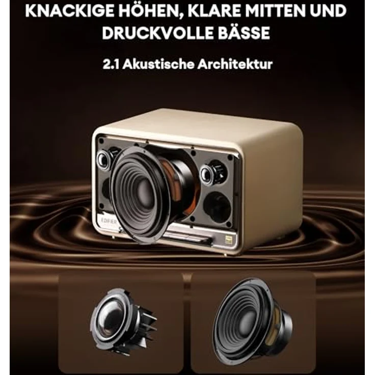 Edifier D32 Wireless Speaker, Hi-Res Audio, Bluetooth V5.3, 60W(RMS), 2.1 Akustik Architektur, 11h Spielzeit, APP Control - Weiß – Bild 3