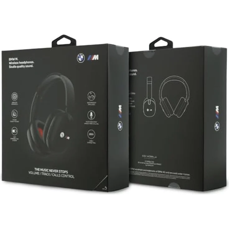 CG MOBILE BMW Bluetooth Over-Ear-Kopfhörer, lizenzierte Kopfhörer mit gedruckten Logos, Schwarz, IPX4, 300 mAh Akku, USB-C – Bild 5