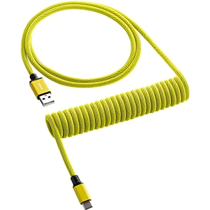 CableMod Classic Coiled Keyboard Cable - Spiralkabel für Tastatur USB C auf USB Typ A - Gaming Tastaturkabel 1,5m Lange - Hohe Lebensdauer - Gelb