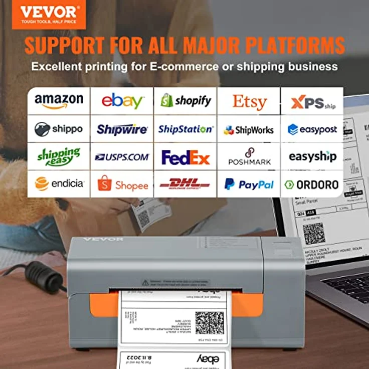 VEVOR DHL Etikettendrucker, Thermodrucker mit USB-Anschluss, automatische Etikettenkennung, unterstützt Windows/MacOS/Linux, geeignet für Amazon, eBay, Etsy, hohe Druckgeschwindigkeit 150 mm/s. – Bild 2