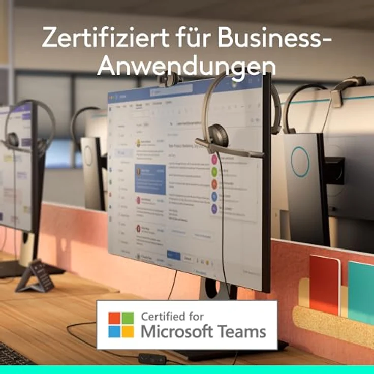 Logitech H570e USB-Headset mit Mikrofon für PC und Mac, kabelgebundenes USB-A-Headset mit Geräuschunterdrückung, zertifiziert für Microsoft Teams, Schwarz – Bild 2
