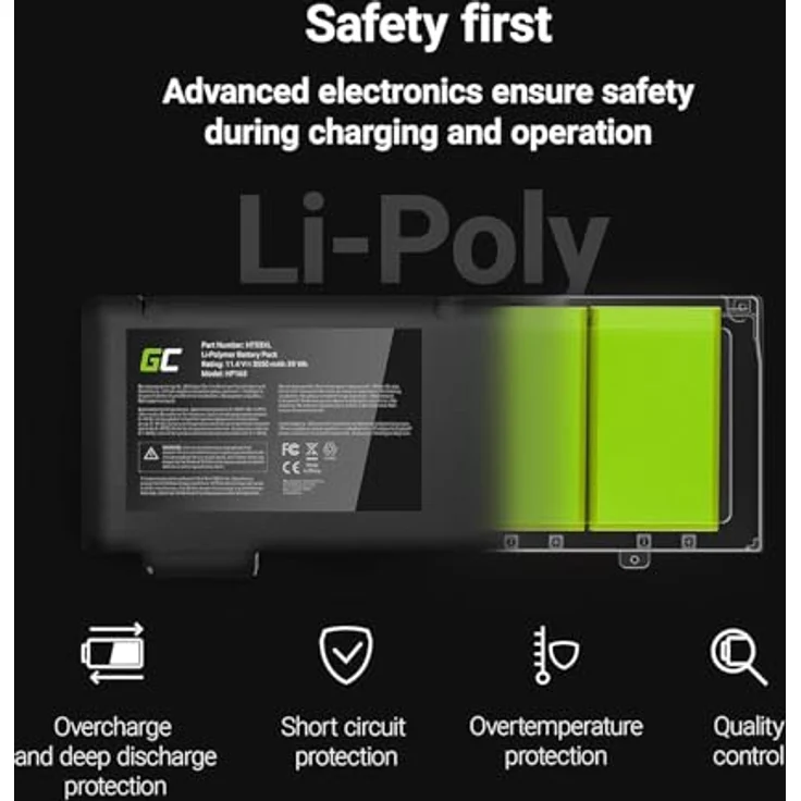 Green Cell DE129V2 Laptop Ersatzteil Akku, kompatibel mit Dell Latitude 7280/7290/7380/7390/7480/7490, 6200 mAh – Bild 3