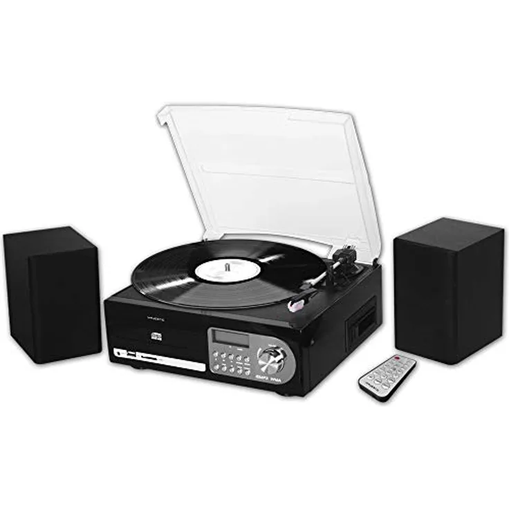 Majestic TT 38R CD TP USB SD Plattenspieler 33/45/78 U/min, CD/MP3-Player, Kassette, USB/SD Recorder, schwarz
