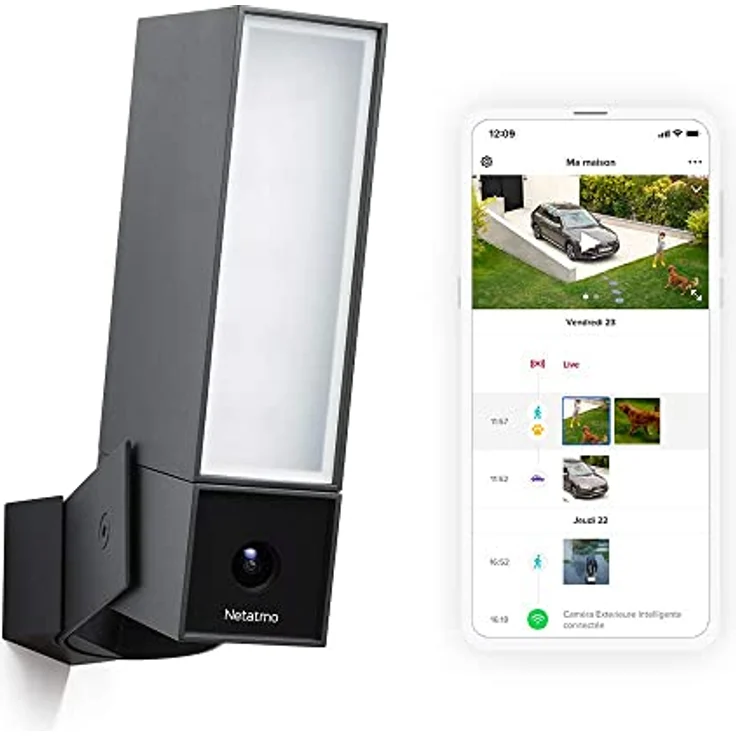 Netatmo Paket mit 2 Outdoor-Kameras, WLAN, Integrierte Beleuchtung, Bewegungserkennung, Nachtsicht, Ohne Abonnement, NBU-2-NOC-AMZ, Schwarz, Paket mit 2 Stück – Bild 2