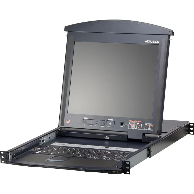 Aten KL1516AN KVM-Switch 16-Port mit 19"-LCD, Dual-Rail, UK-Layout, schwarz